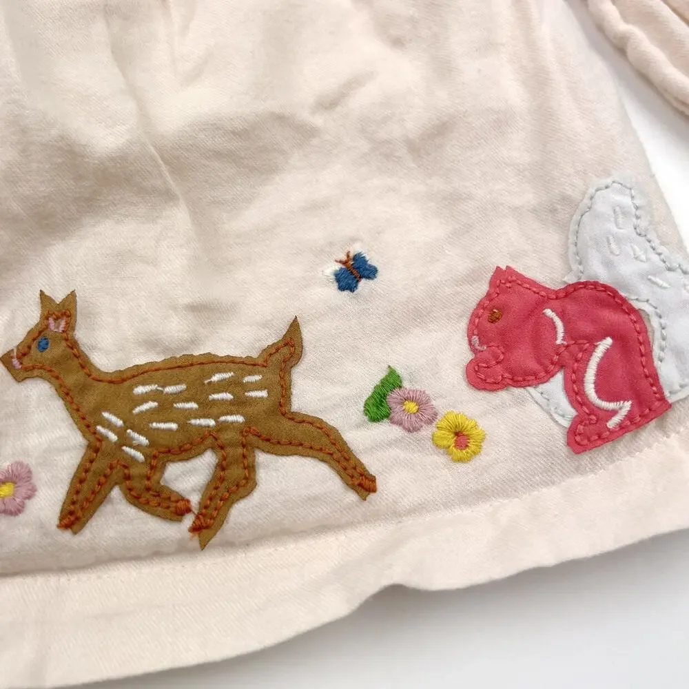 Baby Boden Cream Blouse with Animal Embroidery